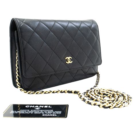 chanel small wallet black caviar woc|CHANEL Caviar Quilted Wallet on Chain WOC Black.